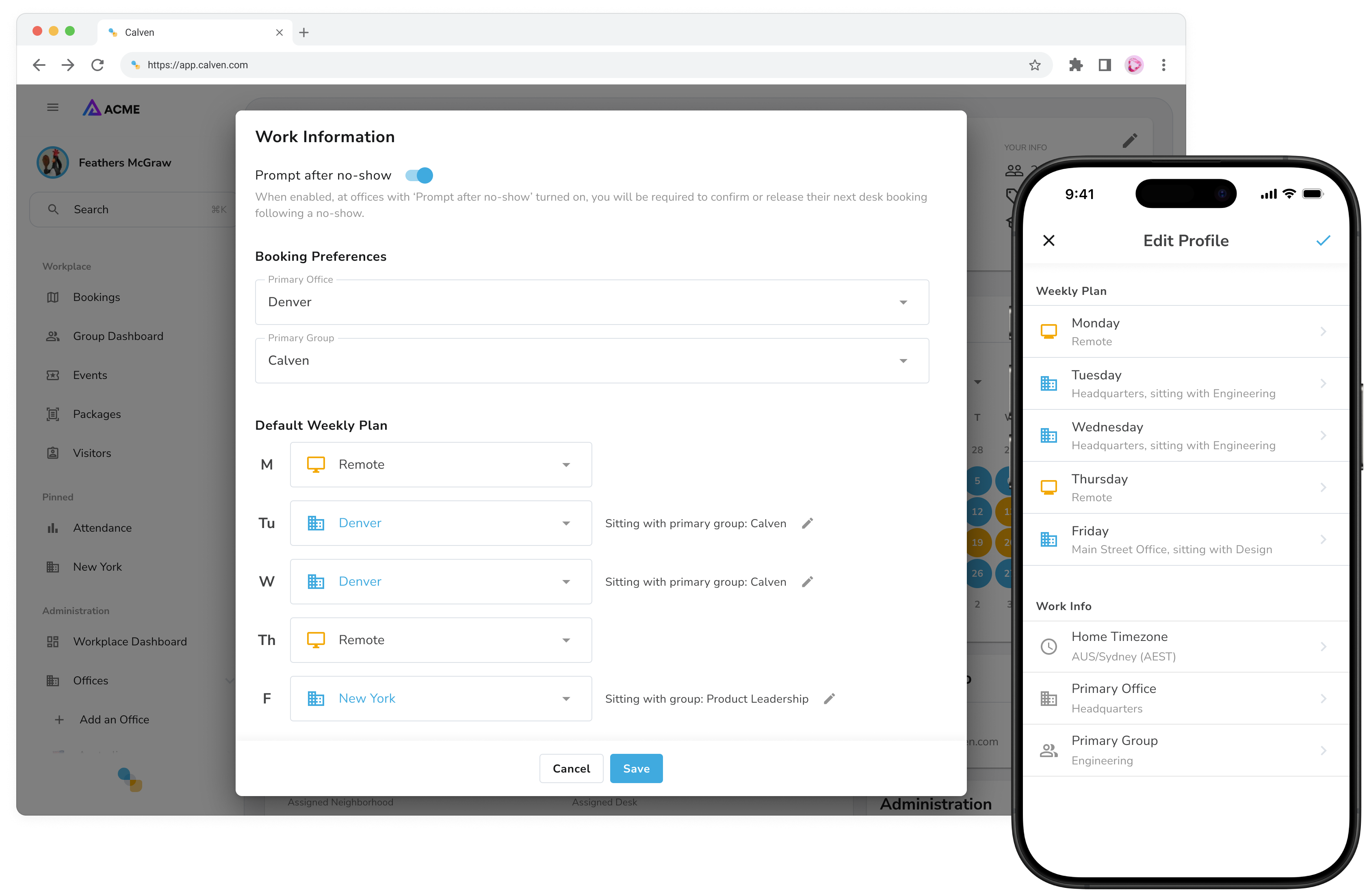 How desk booking works in Calven